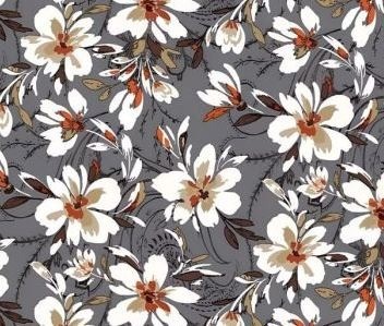 Grijs met bloemen wit